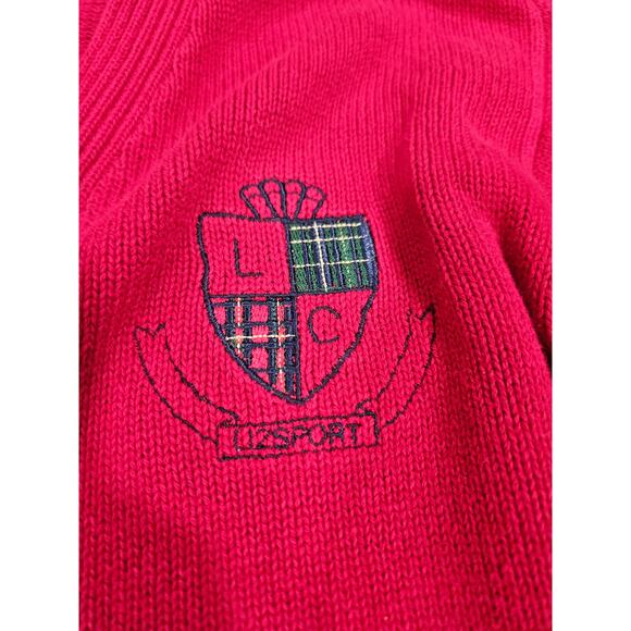 Vintage Lizsport Embroidered Emblem Red Button Cardigan Size S Liz Claiborne - Picture 2 of 6
